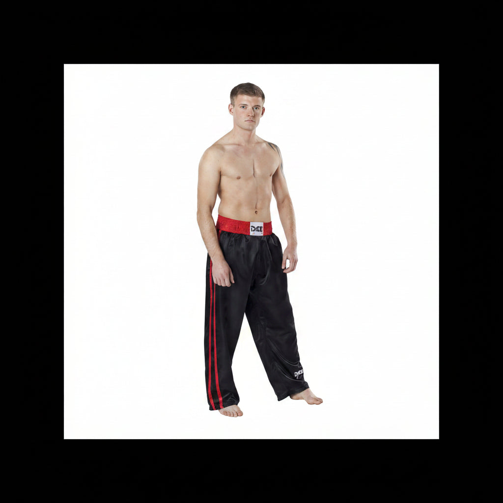 Hose Fighter - Satin - schwarz - roter Streifen
